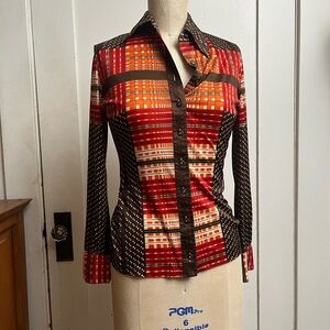 Vintage 80s Colorful Button-Up Shirt
